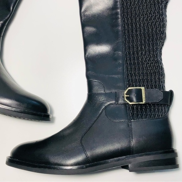 NEW Cole Haan Belted Leather Knee High Riding Boots in Black size 5.5 - Picture 7 of 16